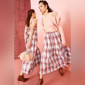 Ulla Johnson / Pari skirt maxi Madras plaid boho 2